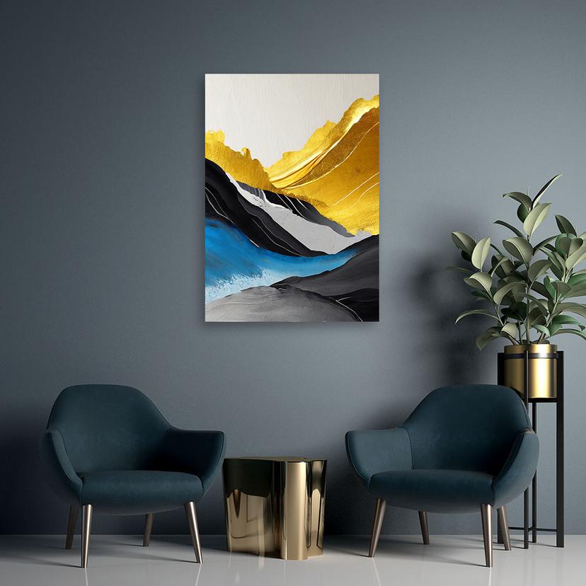 Leinwandbild Abstrakte Acryl Berge gold