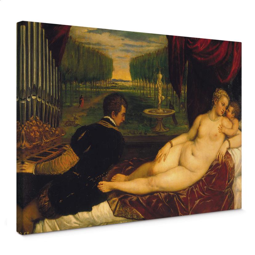 Lienzo Tiziano - Venus con el organillero