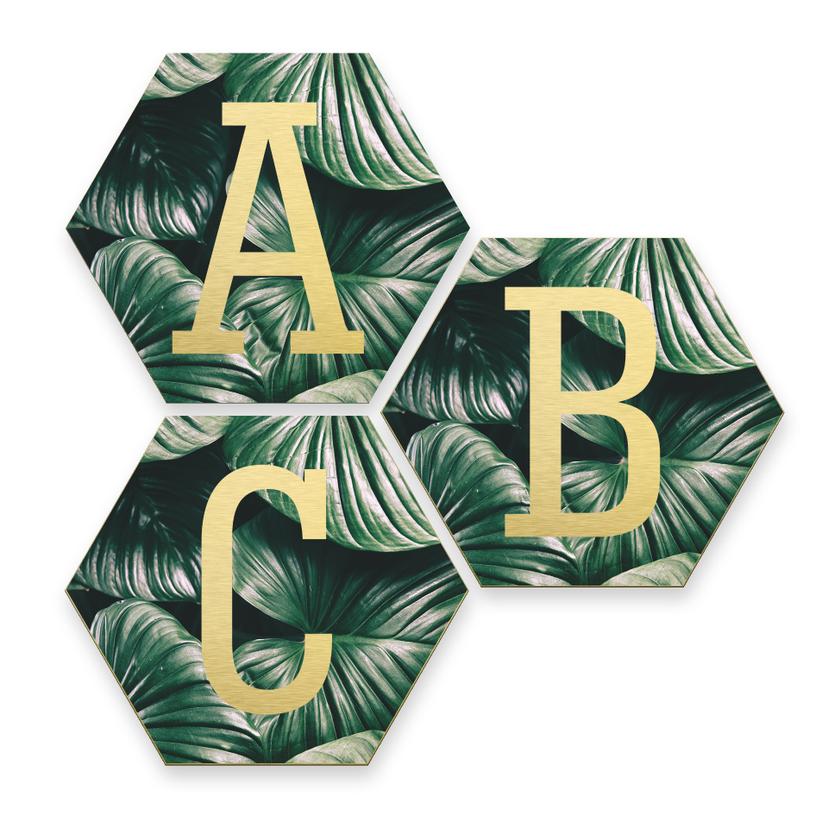 Hexagone Lettres Décoratives - Alu-Dibond effet doré - Urban Jungle