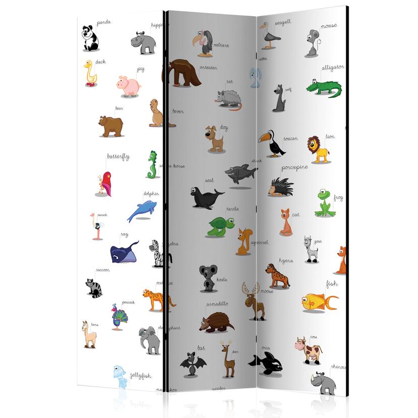 Paravent Séparation de pièce - Animaux joyeux (pour enfants) , 3 pièces