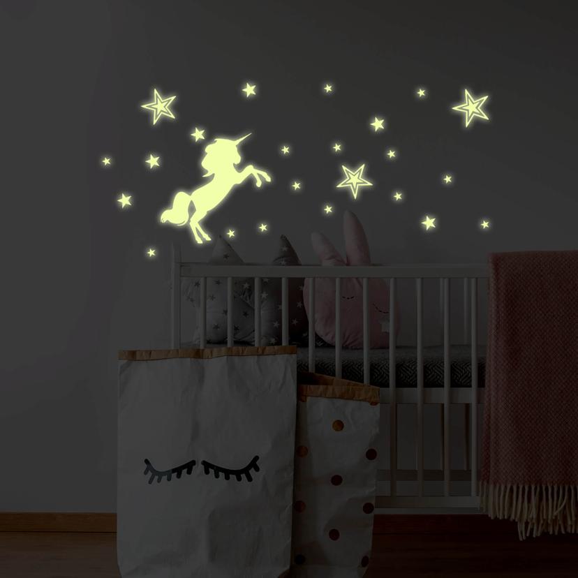 Selvlysende Wallsticker Enhjørning