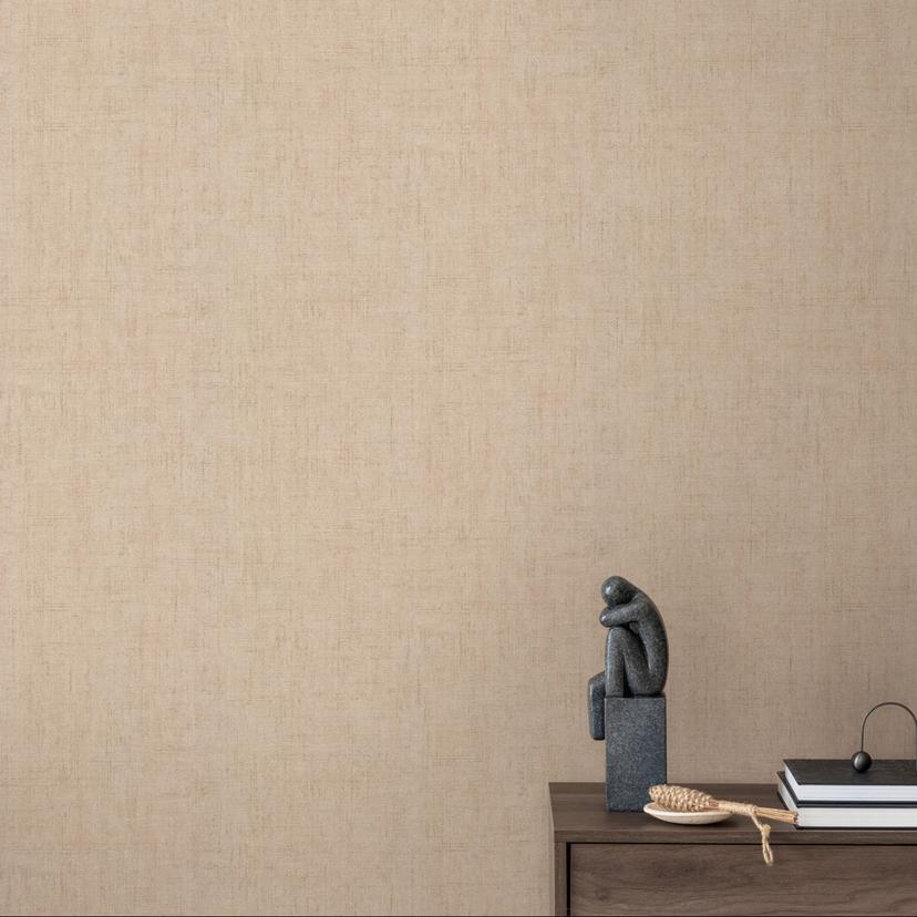 Tekstureret tapet med et rosa-beige tekstillook - moderne, diskret Ikke-vævet tapet