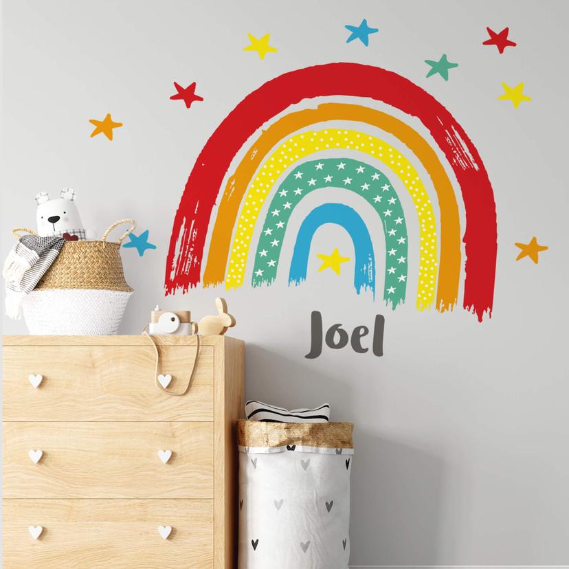 Muursticker Regenboog met Hartjes