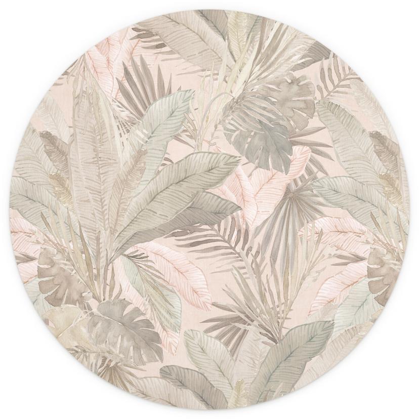 Foglie tropicali nella giungla pastello - Decorazioni floreali - Rotondo - Autoadesivo/non tessuto