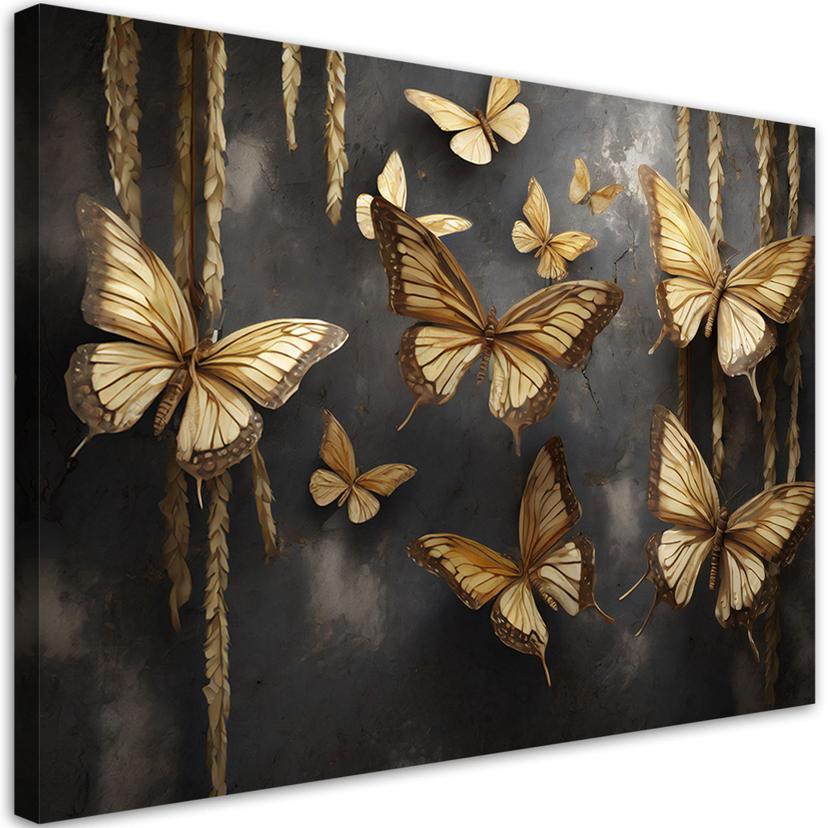 Leinwandbild Goldene Schmetterlinge