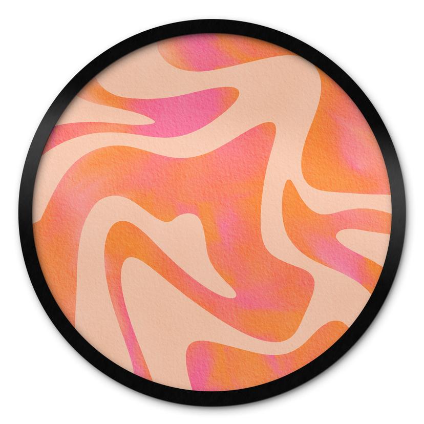 Póster Ondas abstractas en naranja-rosa - Bloom - Redondo