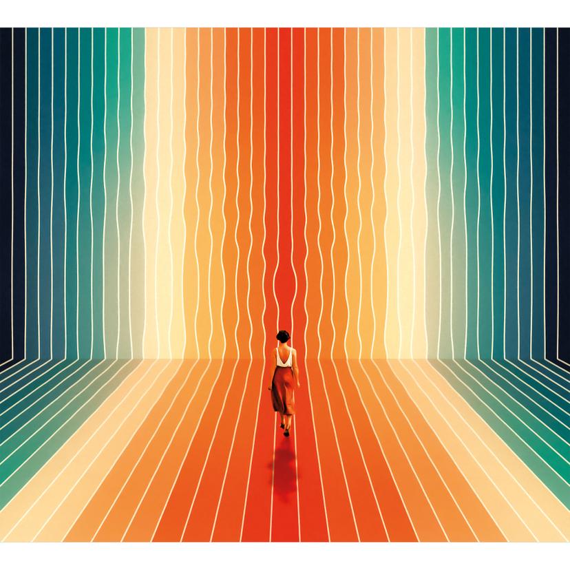 Fotomurale Donna davanti allo sfondo arcobaleno - Taudalpoi