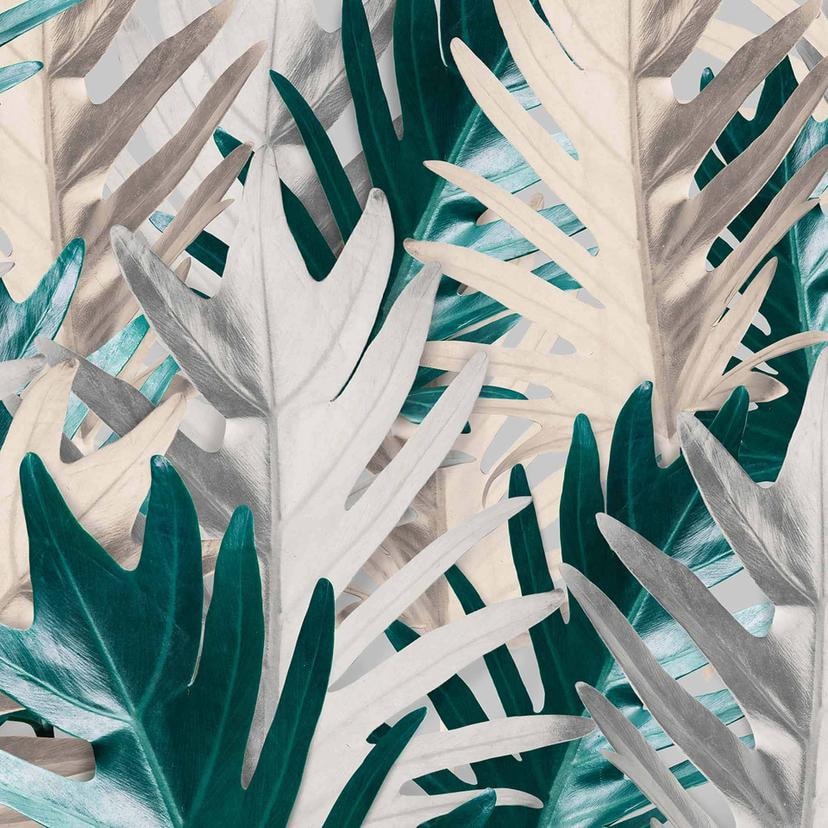 Floral GreenCarta da parati con palme in grigio verde - Carta da parati in tessuto non tessuto Desig
