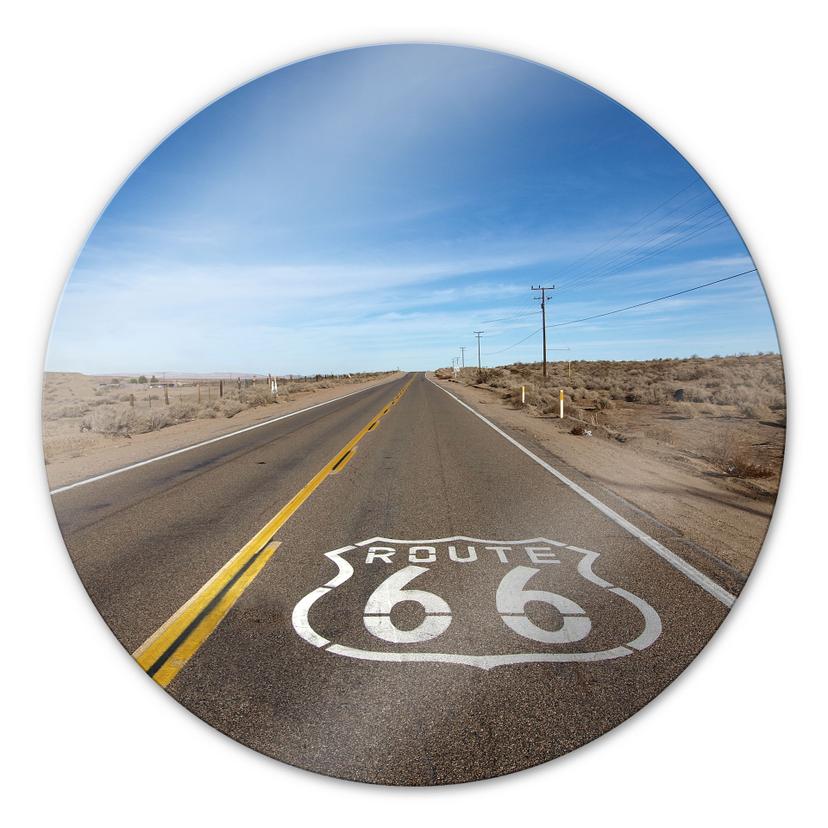 Tableau en verre - Route 66 - Rond