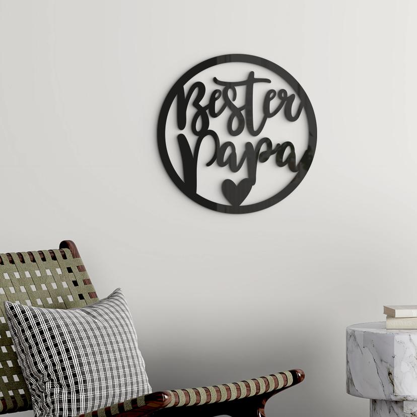 Wanddeko Schriftzug - Bester Papa - Acryldeko - Rund