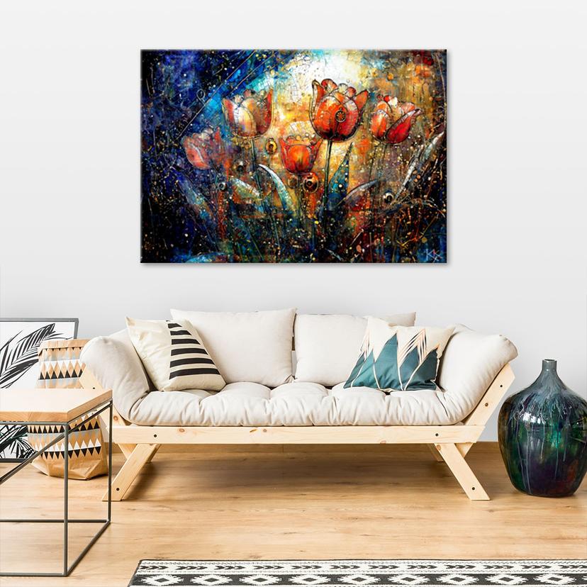 Stampa su tela Quadro, Fiori astratti colorati