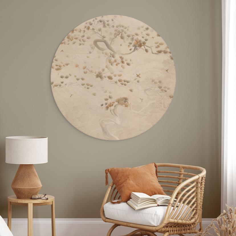 Holzbild Elegante Kiefer im asiatischen Stil - Ms Tiff - Rund