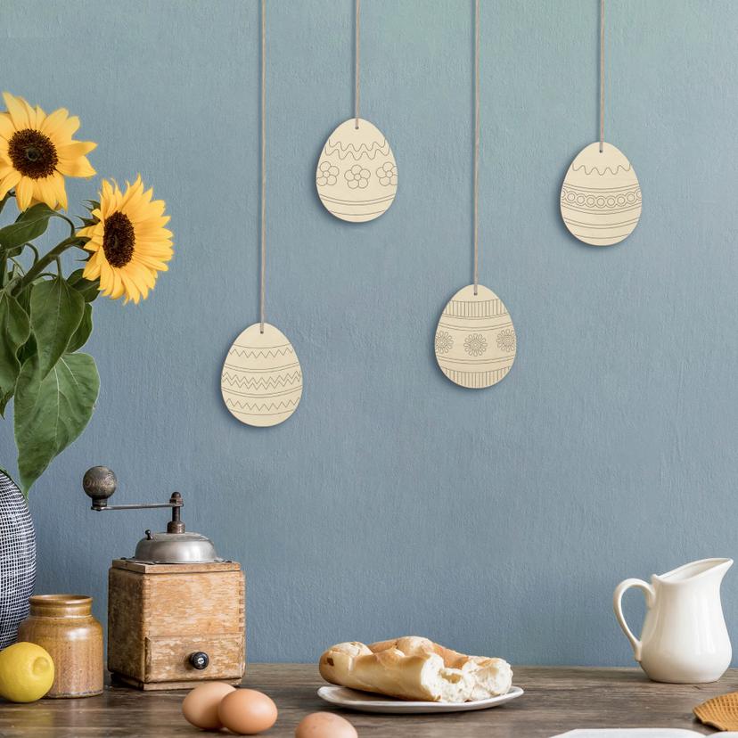 Decoración de árbol Huevos de Pascua 1 (4 piezas) con colgador