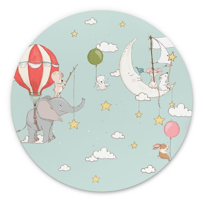 Décoration murale en dibond Animaux volants avec montgolfière - Skellern
