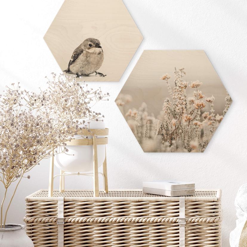 Esagoni in legno Annie - Fiori di ghiaccio