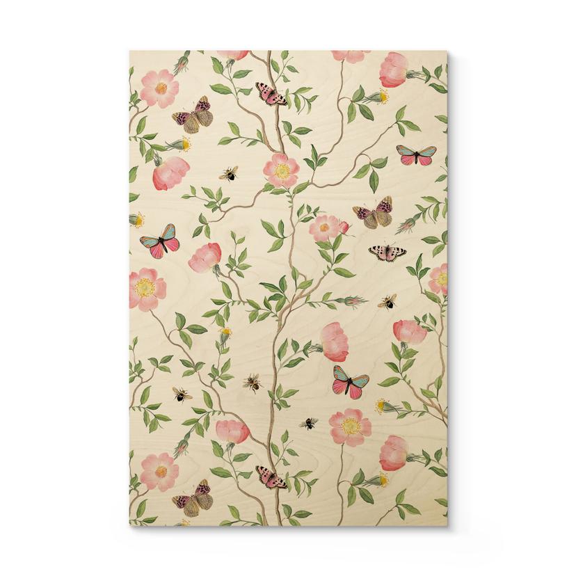 Cuadro de madera Rosas de Navidad rosadas en primavera - UN Designs