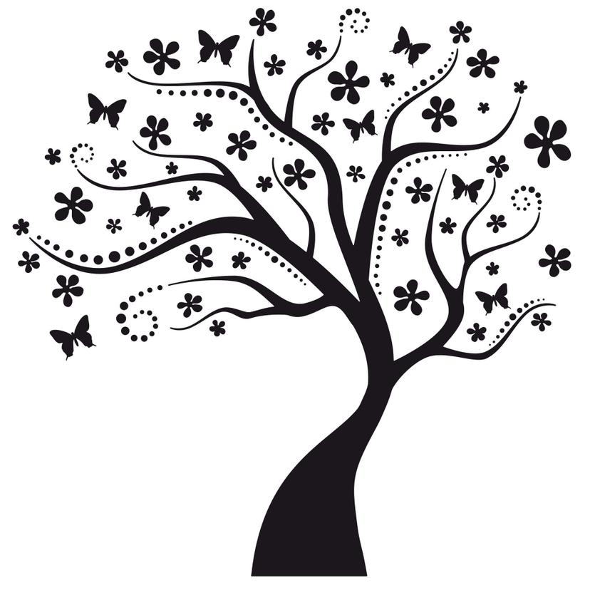 Sticker mural - Arbre à souhaits incl. 5 cadres photos