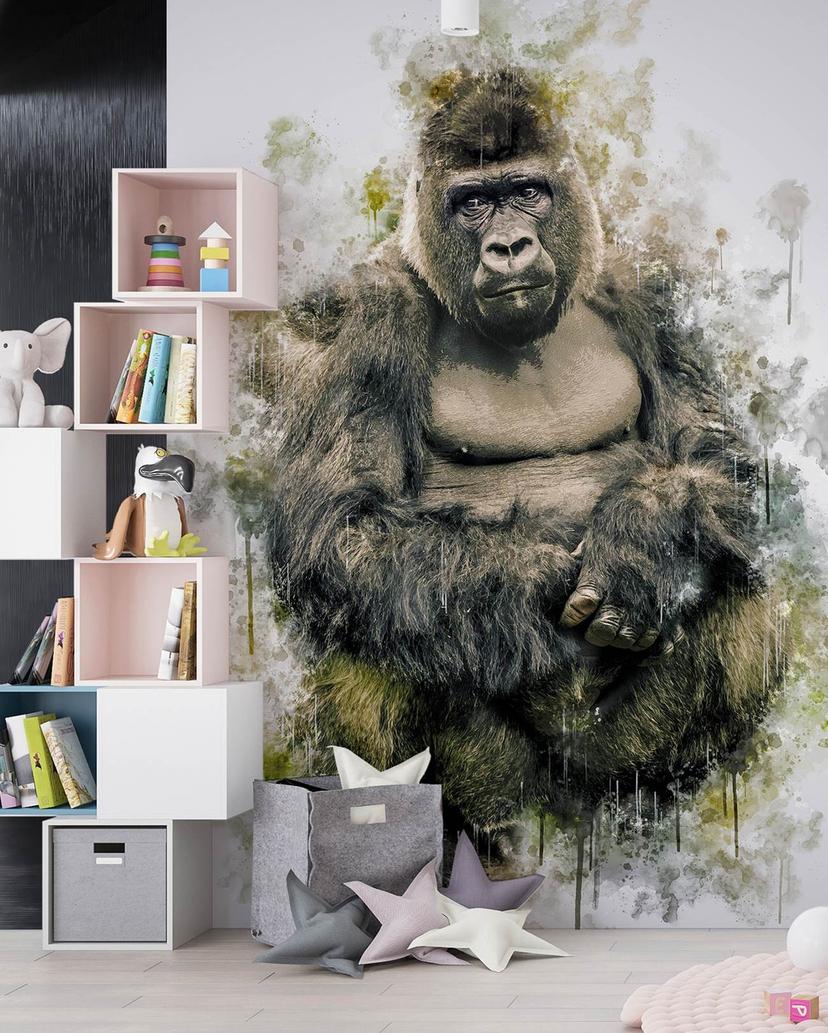 Fototapete, Für Junge Gorilla wie handgemalt