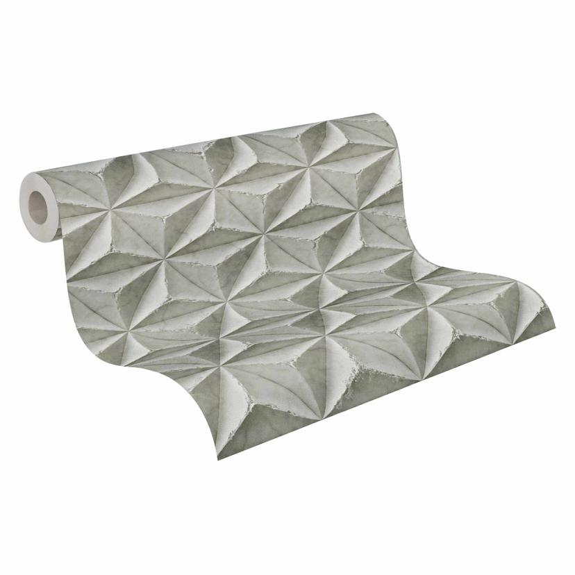 papel pintado 3D aspecto hormigón gris - Papel no tejido con motivo geométrico - aspecto industrial