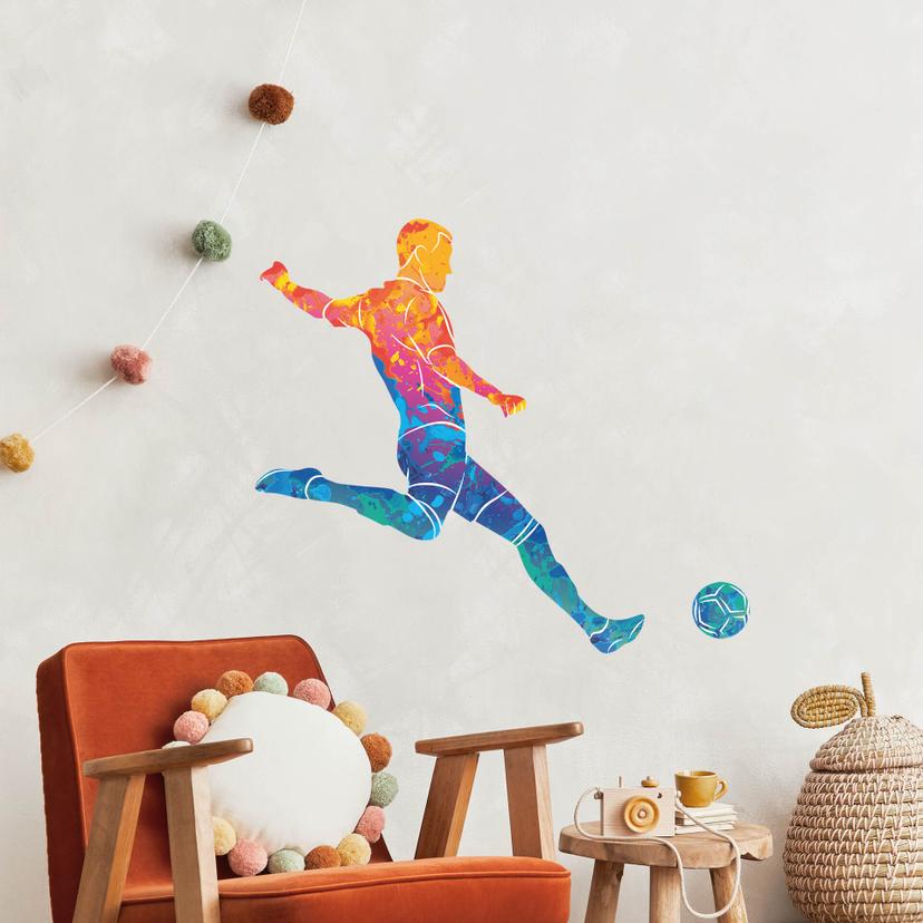 Wallsticker Fodboldspiller med farvegradient