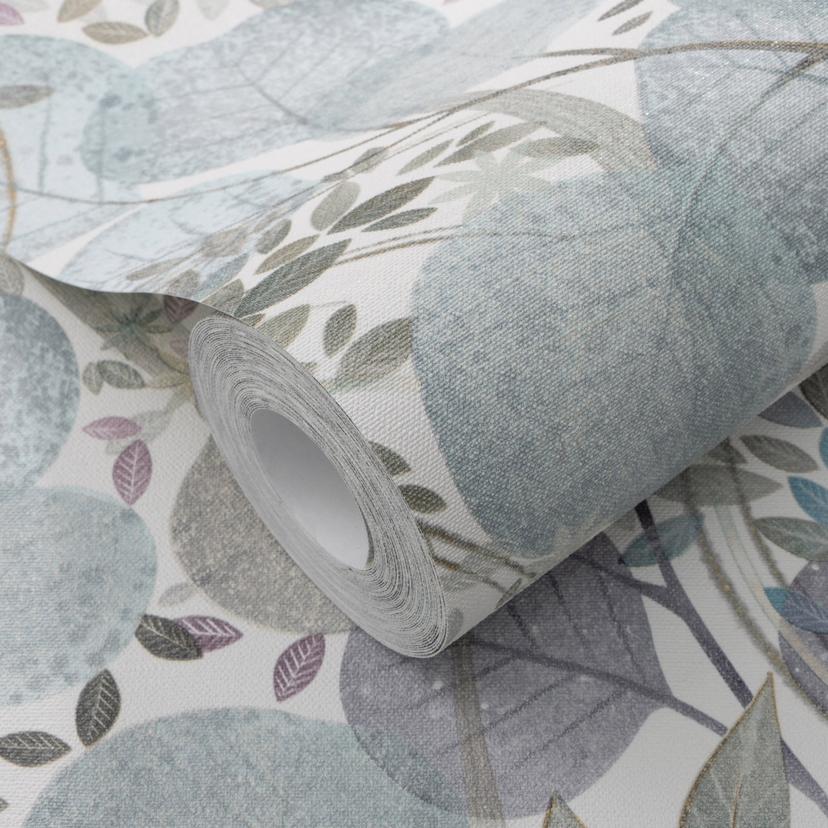 Papel pintado no tejido, papel pintado motivo hoja Secret Garden turquesa