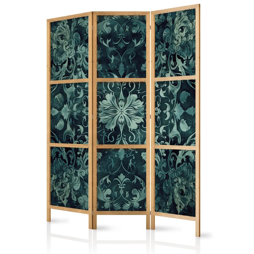 Japanischer Paravent, Raumteiler freistehend, Trennwand - Oriental Pattern Carpet - Emerald Ornament