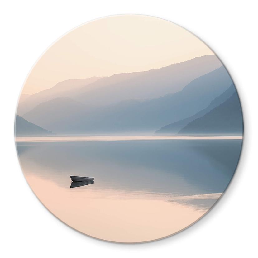 Tableau sur verre Davidsson - Lac et montagnes en harmonie pittoresque