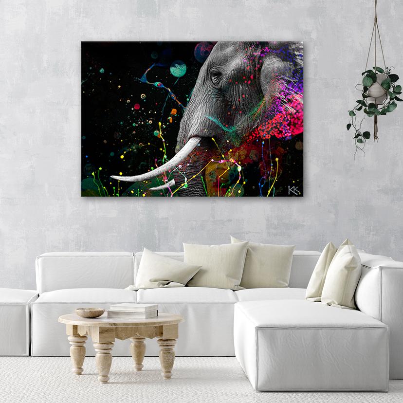 Stampe su tela, elefante africano astratto