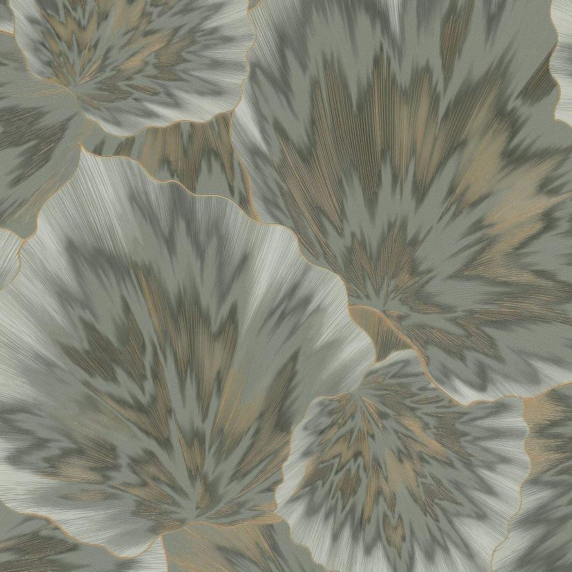Papel pintado no tejido con Muestras gráficas en verde