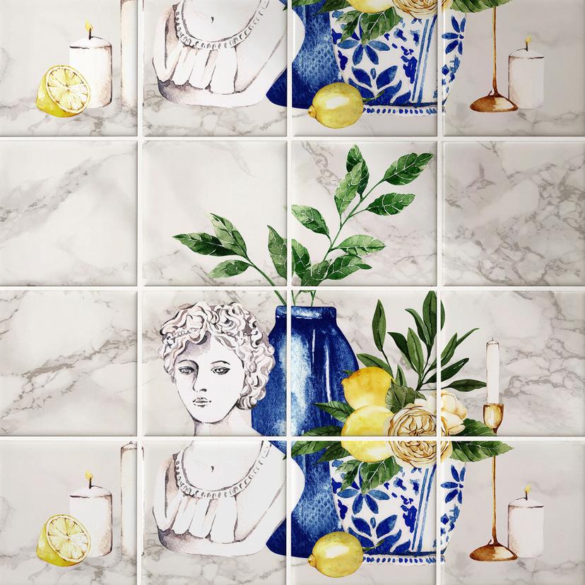 Azulejos Adhesivos composición mediterránea - lote de 12