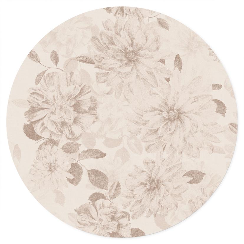 Adesivo murale Dahlias Shabby Chic Beige - Decorazione floreale - Rotondo