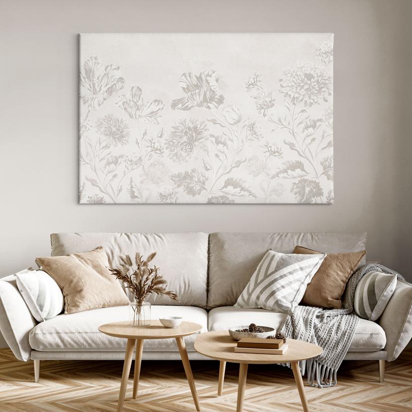 Lienzo flores silvestres en tiza Greige - Bloomery Decor