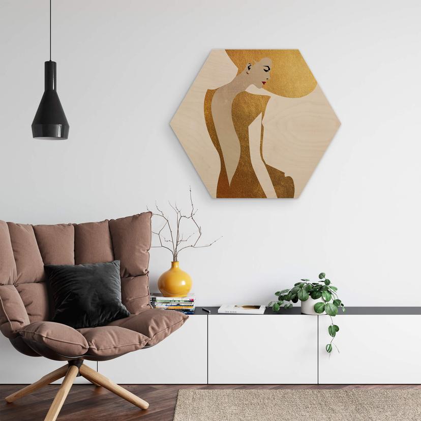 Esagono in legno Kubistika -Vestita d'oro