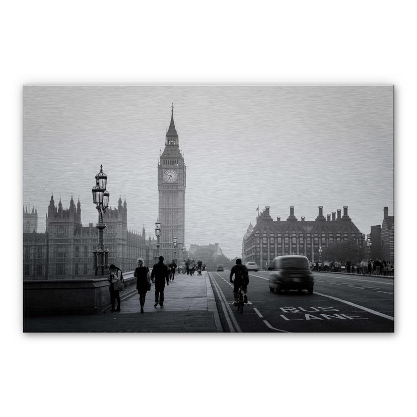 Alu-dibond zilver - Big Ben in Londen