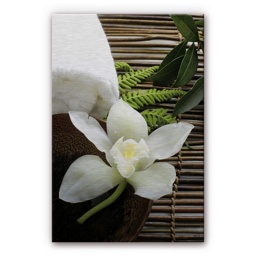 Dibond Schilderij met zilver effect Wellness Orchidee