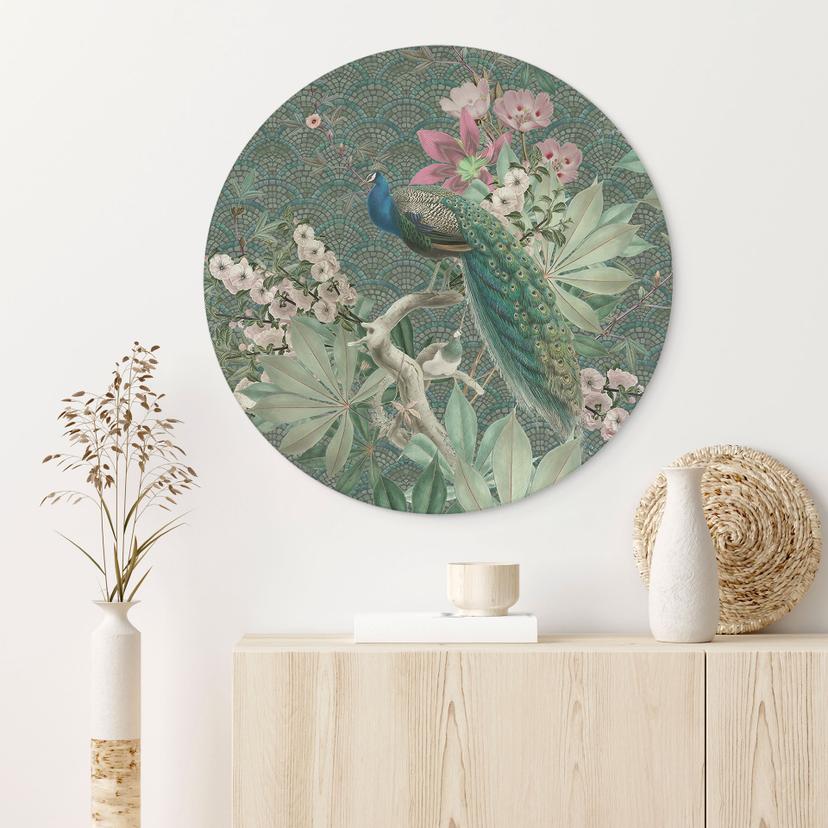 Stampe per pareti in giardino tropicale su mosaico - Bloomery Decor - Alu-Dibond Round