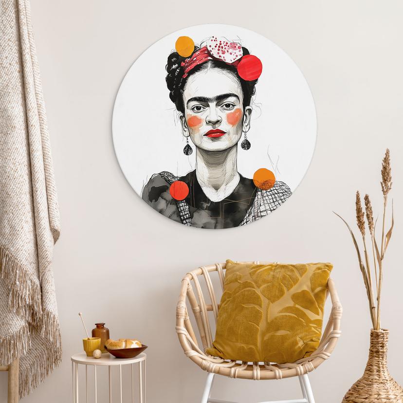 Stampe per pareti Frida Kahlo ritratto pop art - Jaszke - Alu-Dibond rotondo