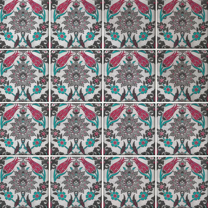 Azulejos Adhesivos Guirnalda de flores orientales - lote de 12