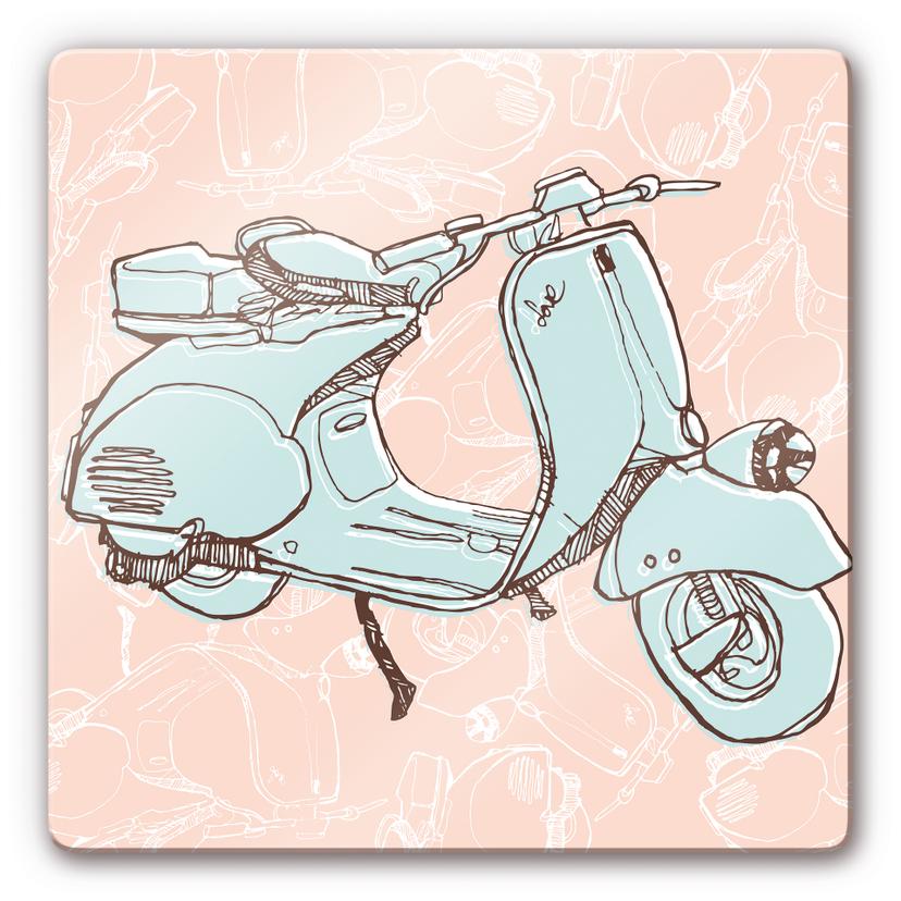 Stampa su vetro Disegno "Vespa" - quadrato