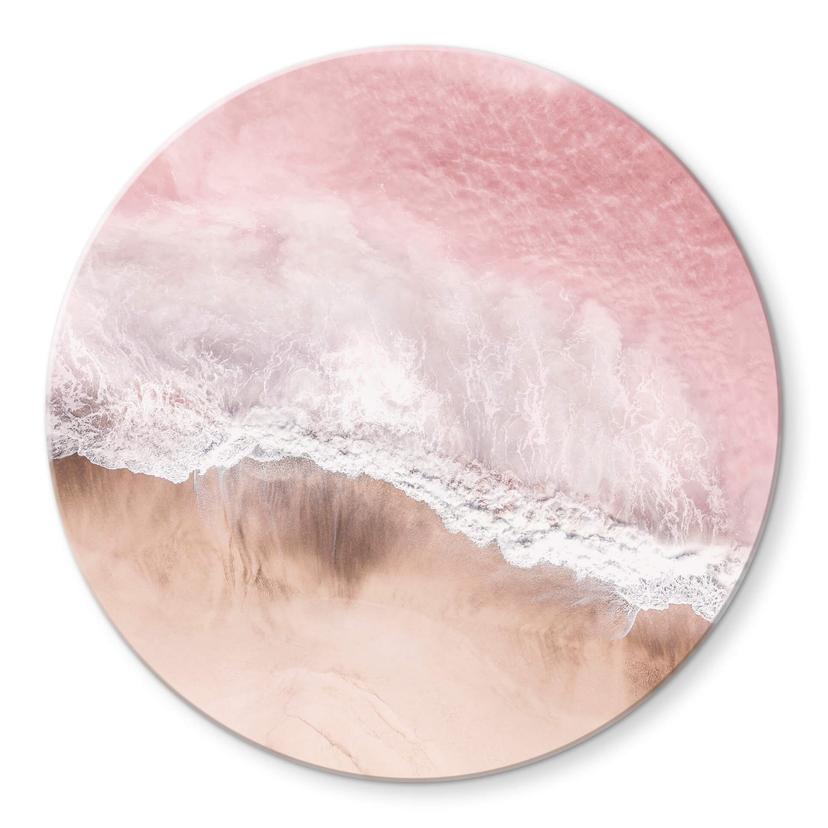 Tableau sur verre rond Sisi & Seb - Mer rose