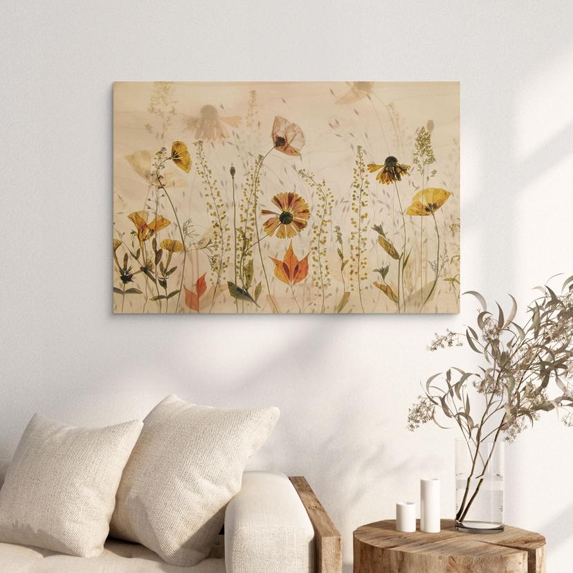 Foto di legno Fiori di campo alla luce del sole - Talen