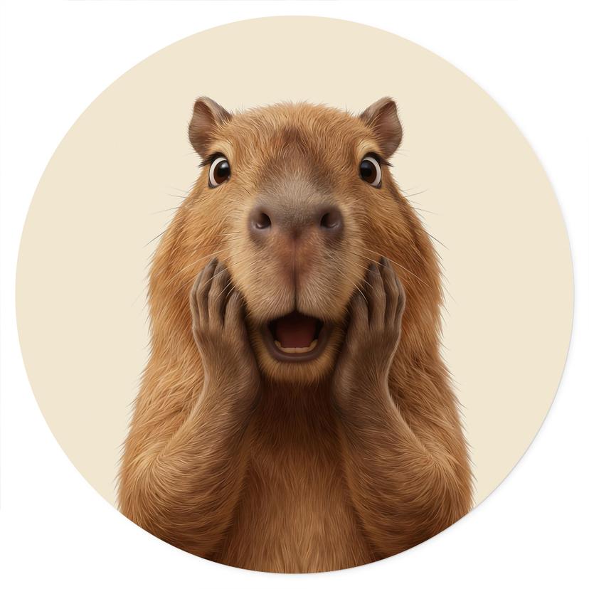 Verraste Capibara Muursticker - Rond