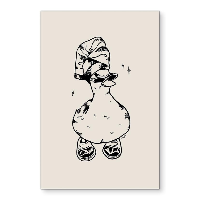 Wandbild Coole Spa-Ente mit Sonnenbrille - Royle - Alu-Dibond