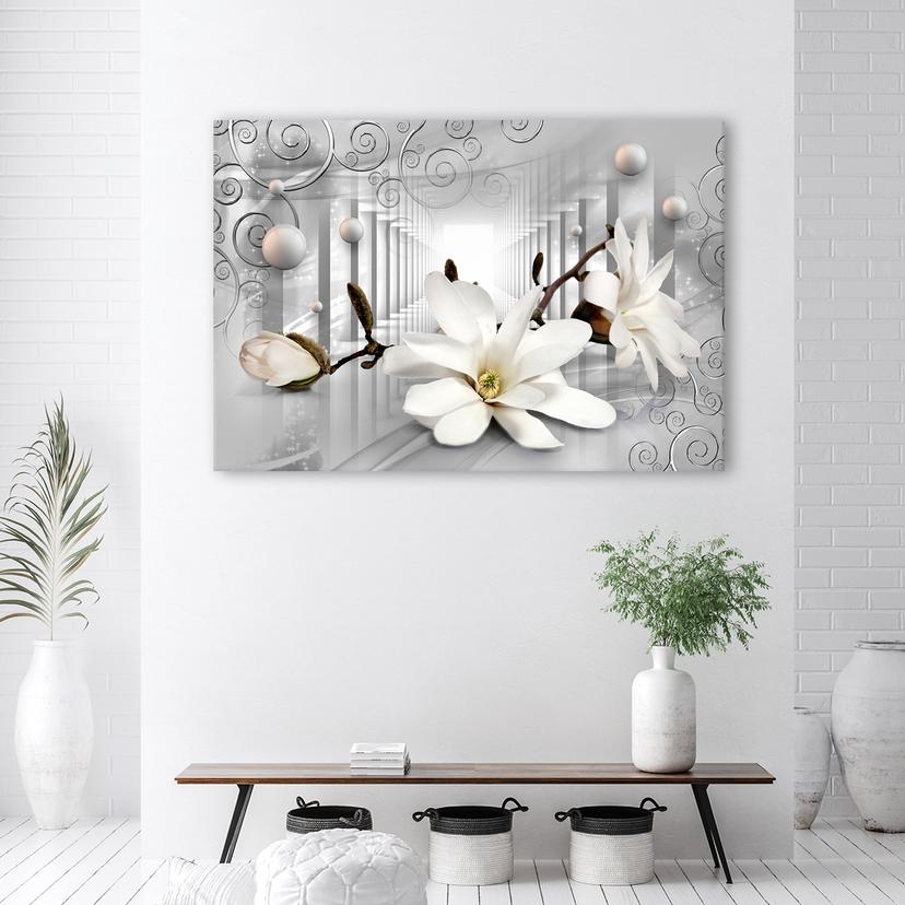 Stampe su tela, Fiori in un tunnel sfere 3D
