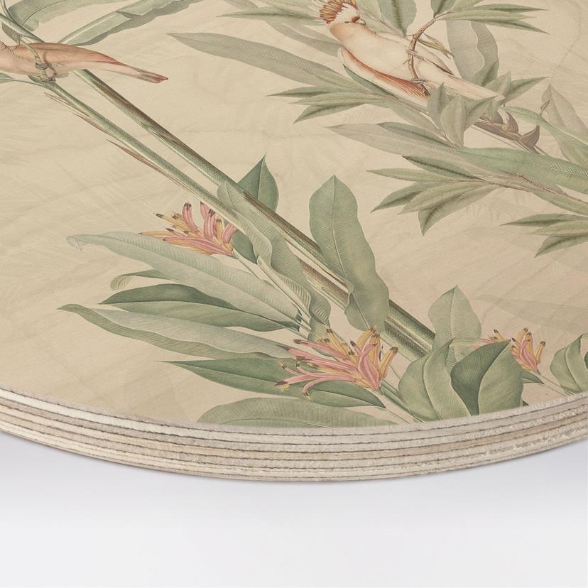 Cuadro de madera Bosque tropical con cacatúas - Bloomery Decor - Redondo
