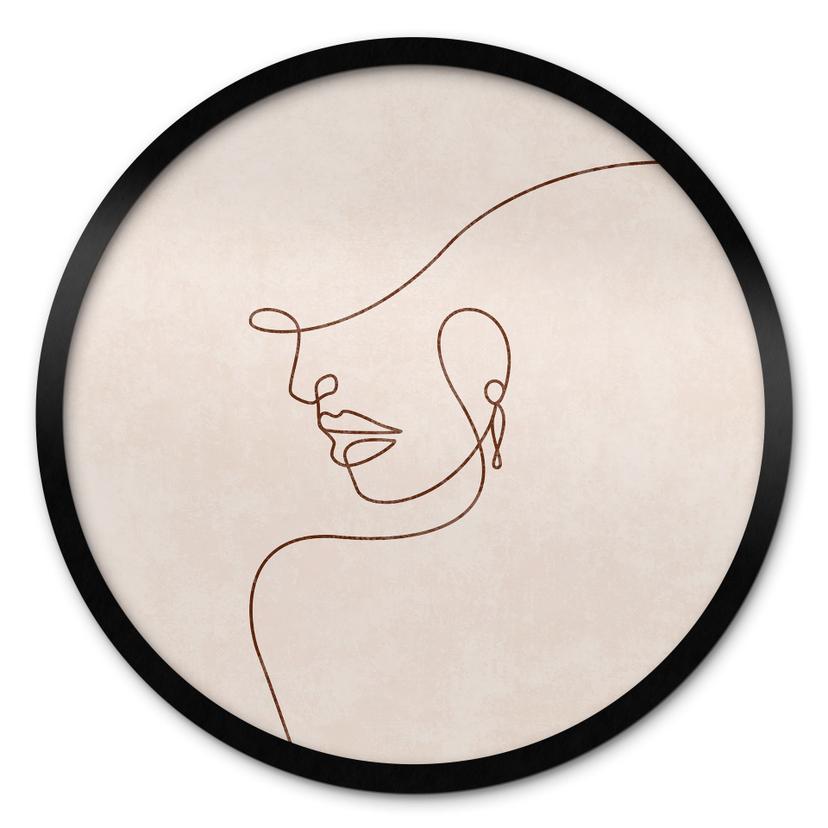 Plakat Delikate konturer af en kvinde - Line Art - Tunaboylu - Rund