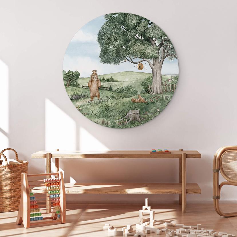 Wandbild Kikki Belle - Bären und Bienen - Alu-Dibond Rund