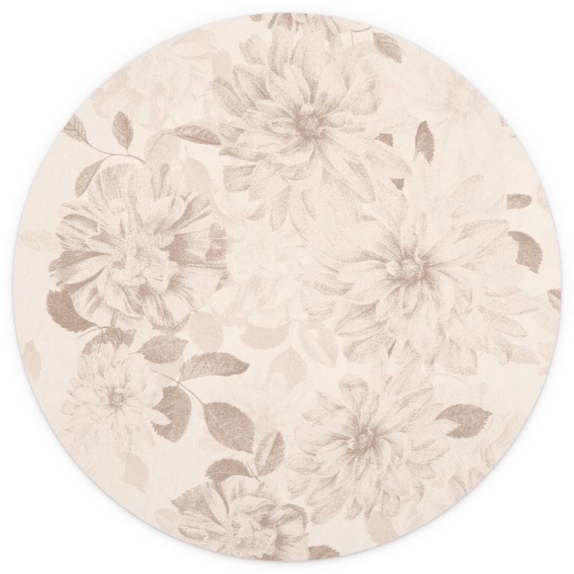 Fototapet Dahlias Shabby Chic Beige - Bloomery Decor - Rund - självhäftande/icke-vävd
