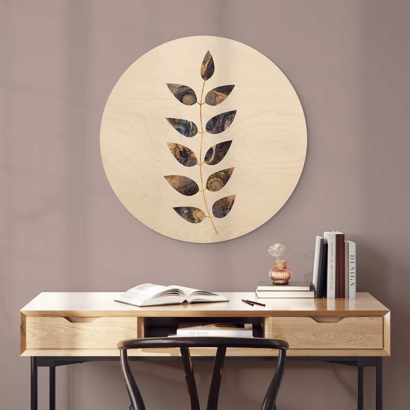 Stampa su legno Fredriksson - Foglie marmorizzate - Rotondo