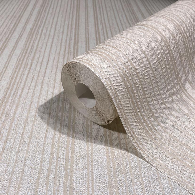 Papel pintado no tejido de rayas beige y líneas papel pintado rayas clásico